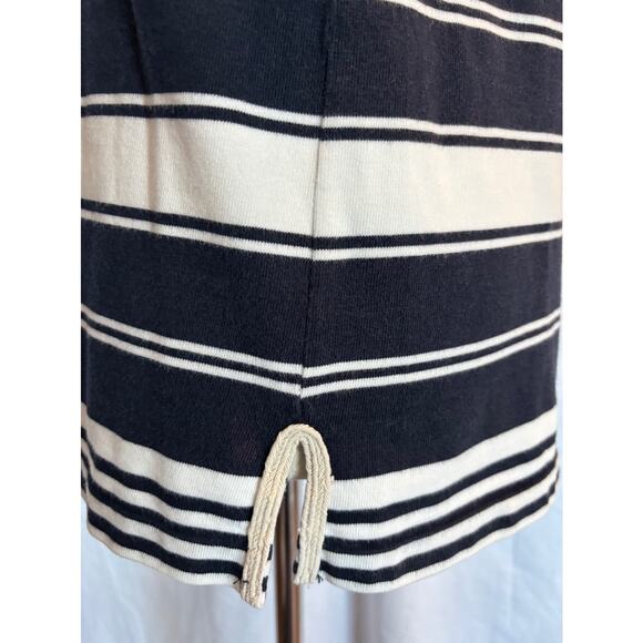 J Crew Pullover Cotton Blend Top Nautical Rope Detail Blue Wht Stripe Hamptons M - Picture 5 of 8